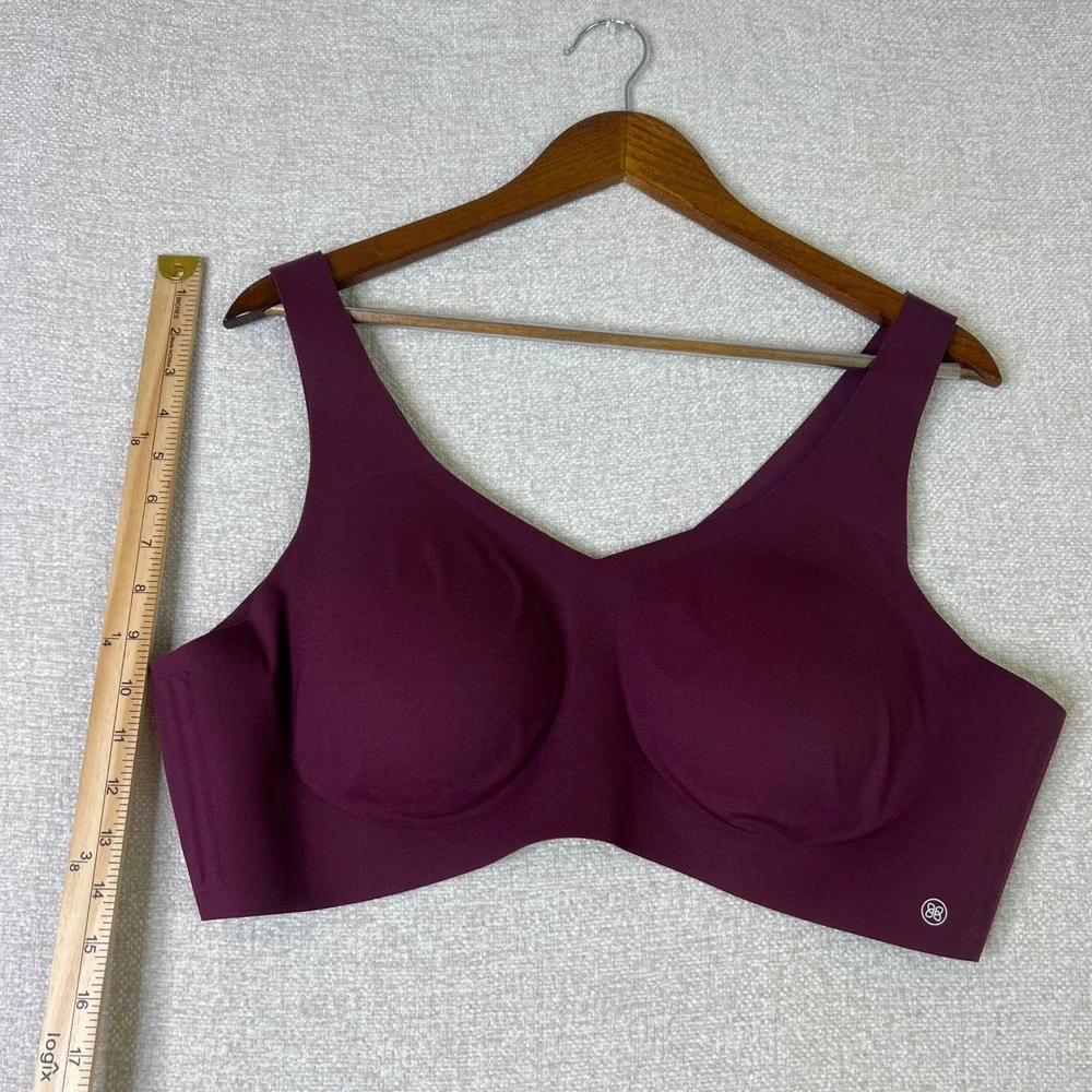 Honeylove Crossover Wireless Bra Burgundy Plum Seamless Support Size 3X LWBR0101